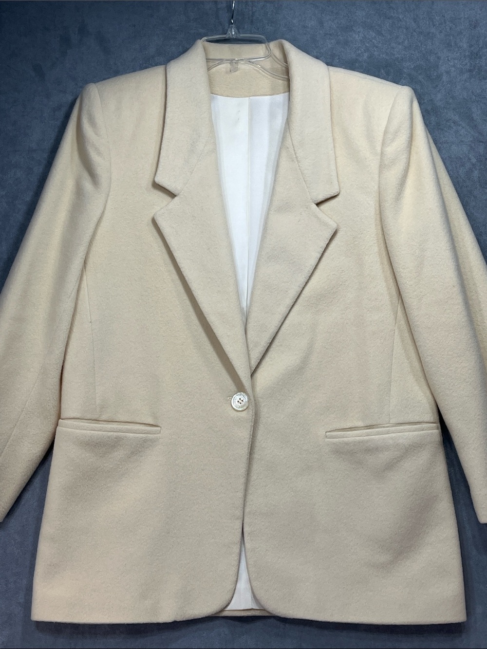 Abercrombie & Fitch 100% Cashmere Ivory Blazer Jacket Made in USA Size 8